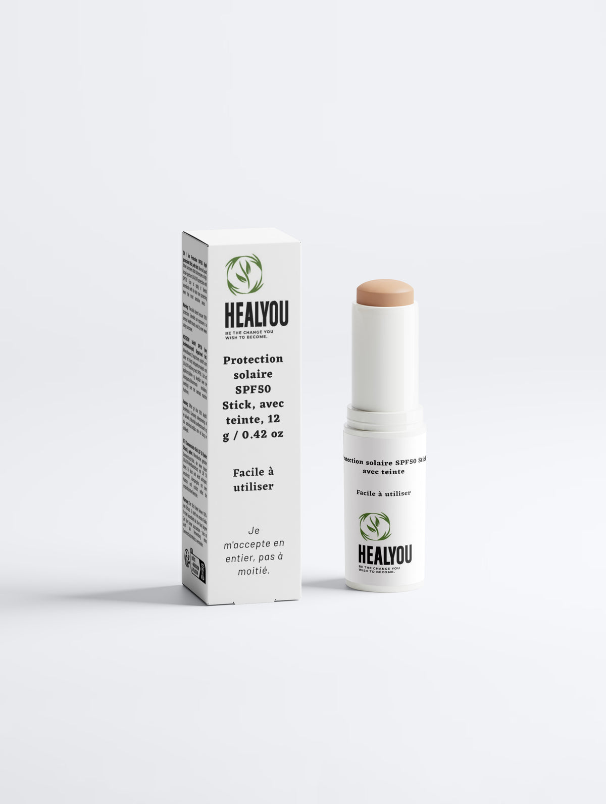 SPF50 Sunscreen Stick, with tint. Weight 12 g / 0.42 oz